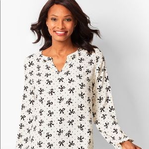 Talbots [Factory] Bow Print Long Sleeve Blouse